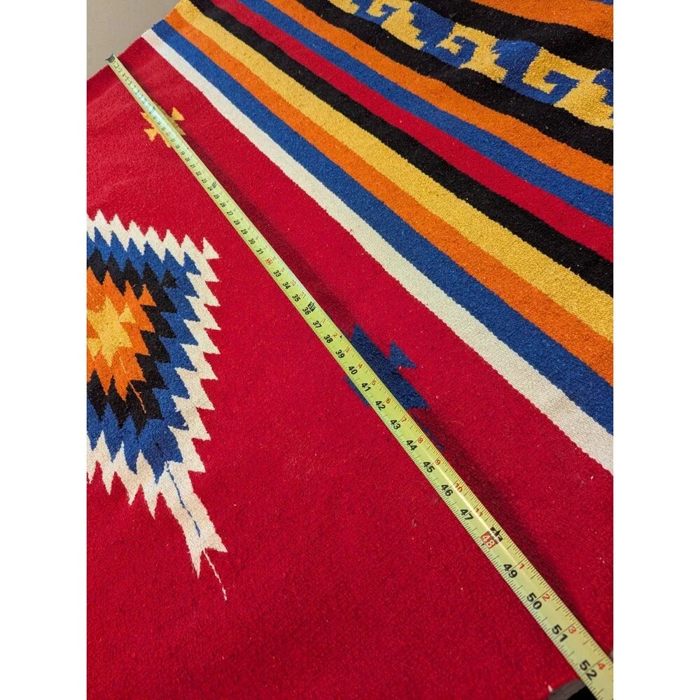 Trek Light Gear Hand Woven Blanket Native Theme Southwestern Red Blue Yellow